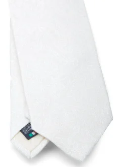 Favourbrook White Paisley Silk Tie- Ties