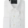 Favourbrook White Poplin Cotton Large Frill Shirt- Shirts