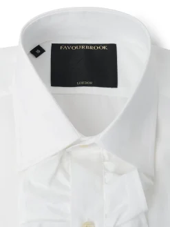 Favourbrook White Poplin Cotton Large Frill Shirt- Shirts