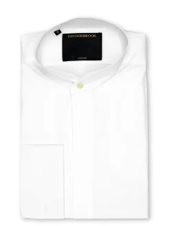 Favourbrook White Poplin Cotton Nehru Shirt- Shirts