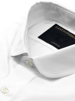 Favourbrook White Poplin Cotton Penny Collar Shirt- Shirts