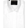 Favourbrook White Poplin Cotton Single Frill Shirt Dress Shirt- Shirts