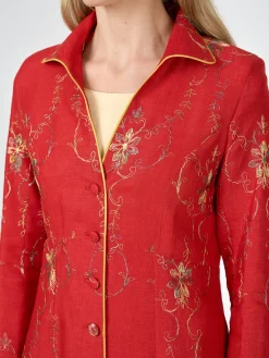 Favourbrook Whitehall Coat Red Burlington Crease Resist Linen-Women Mother Of The Bride | Jackets & Coats