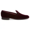 Favourbrook Wine Burgundy Velvet Cotton & Leather Slippers- Slippers