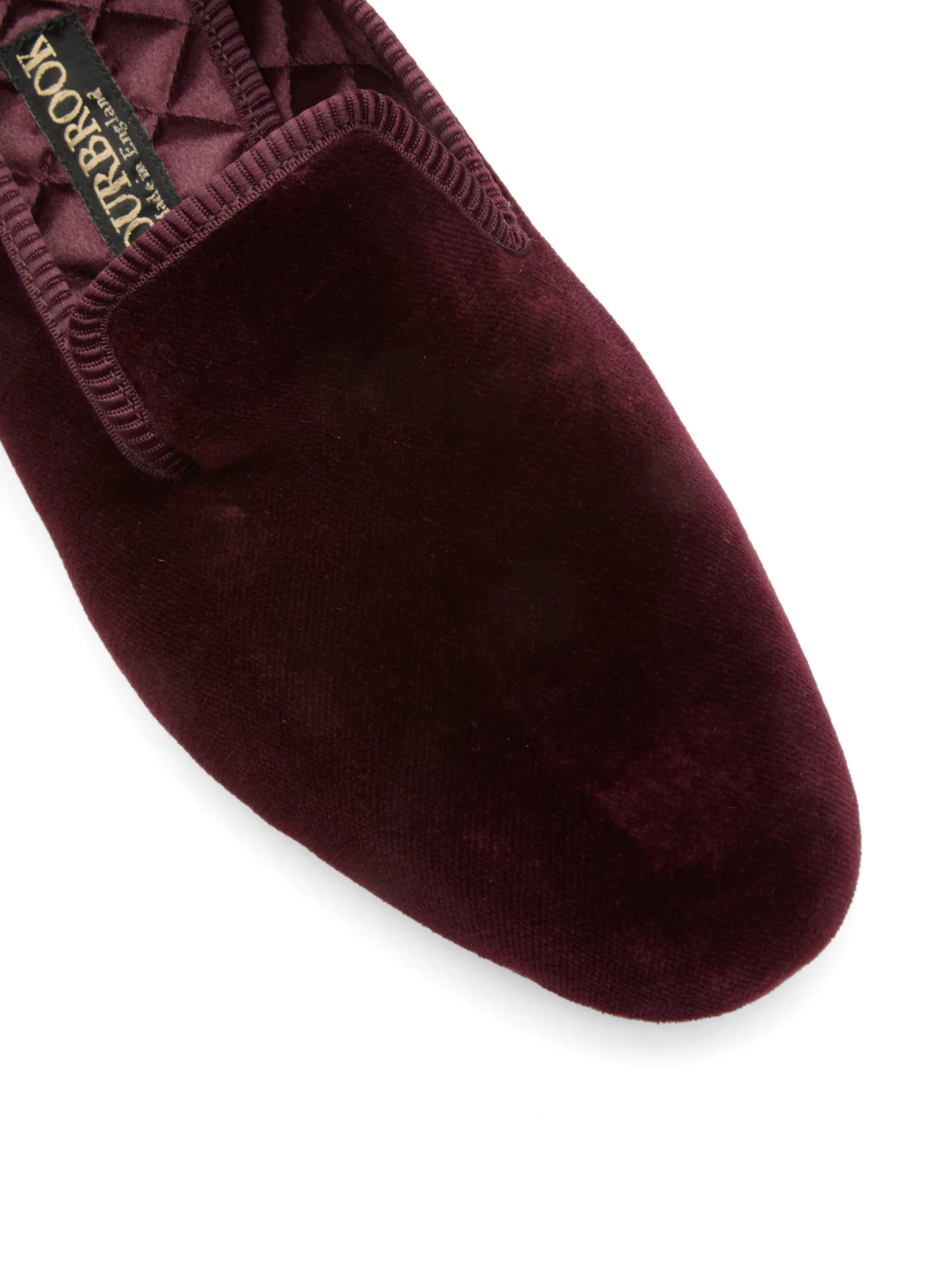 Favourbrook Wine Burgundy Velvet Cotton & Leather Slippers- Slippers