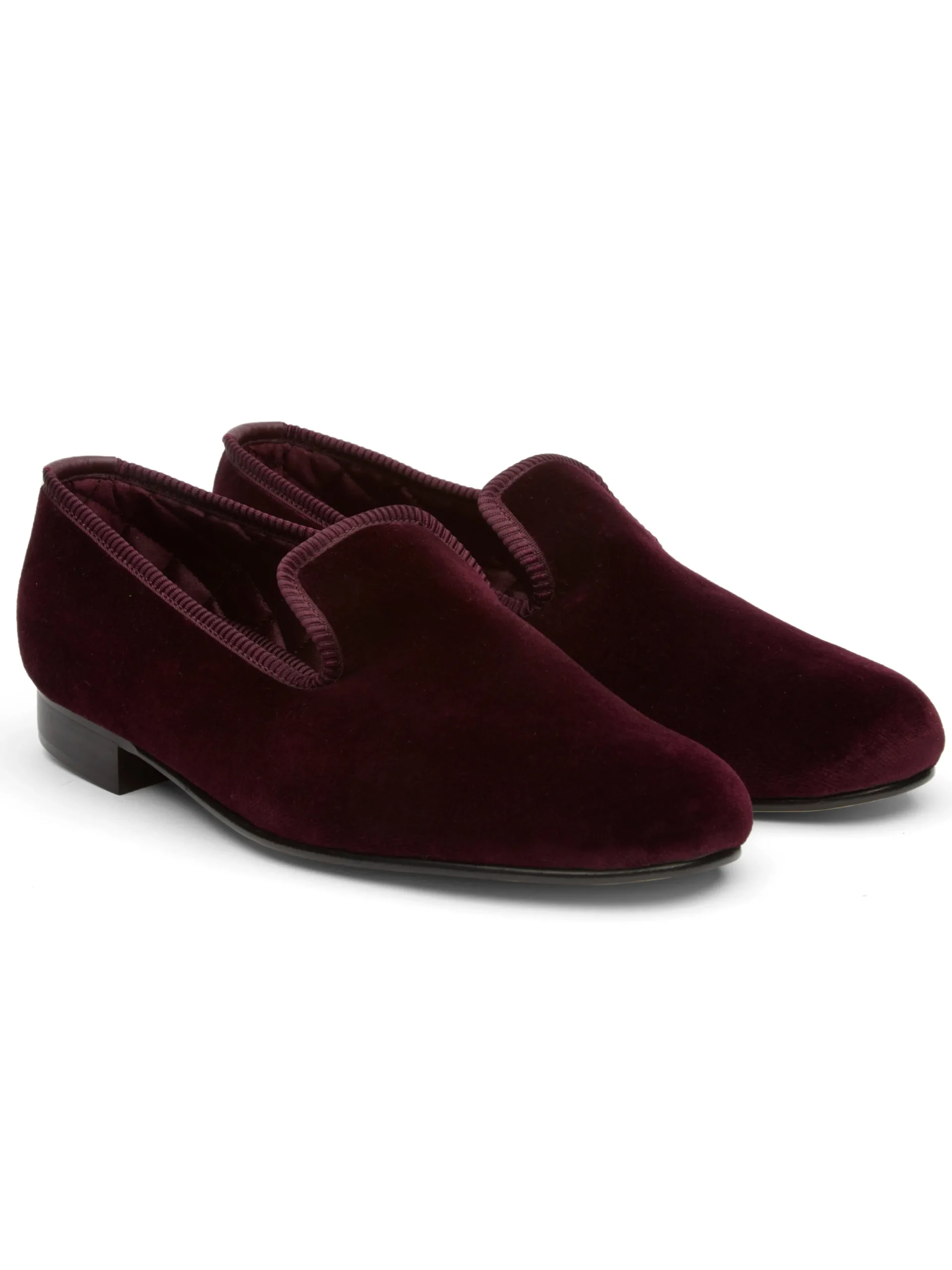 Favourbrook Wine Burgundy Velvet Cotton & Leather Slippers- Slippers