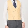 Favourbrook Yellow Gabardine Wool Double Breasted 8 Button Shawl Lapel Piped Waistcoat- Wedding Attire | Waistcoats