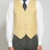 Favourbrook Yellow Gabardine Wool Single Breasted 6 Button Waistcoat- Wedding Attire | Waistcoats